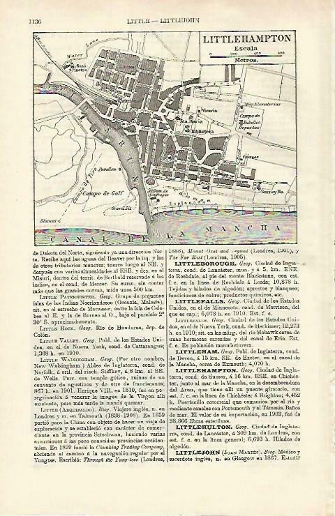 LAMINA ESPASA 33363: Plano de Littlehampton, Inglaterra