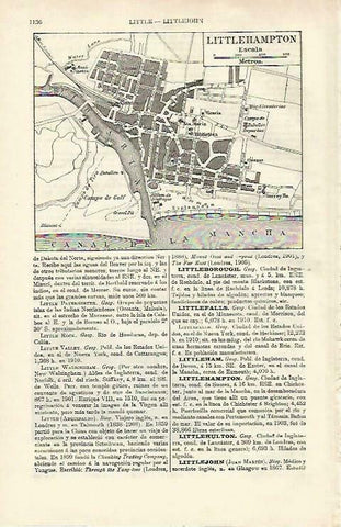 LAMINA ESPASA 33363: Plano de Littlehampton, Inglaterra