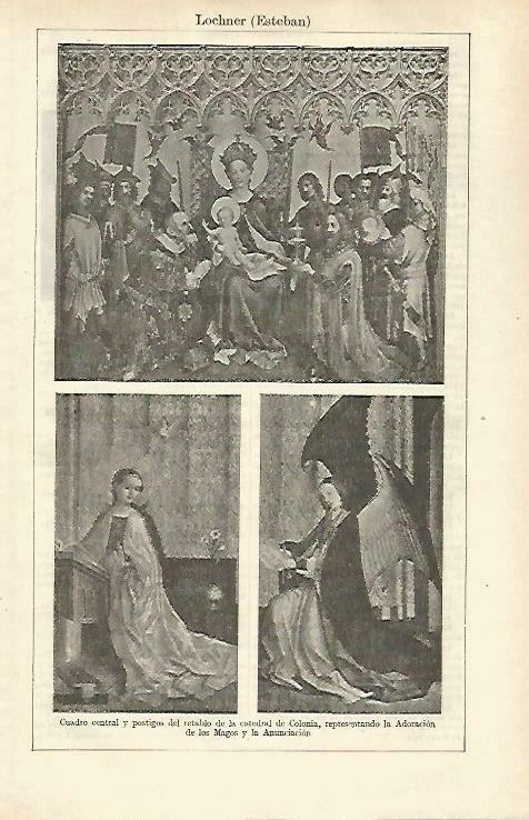 LAMINA ESPASA 33411: Cuadro de Lochner en la Catedral de Colonia, Alemania
