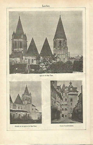 LAMINA ESPASA 33409: Iglesia de San Urso y Ayuntamiento de Loches, Francia