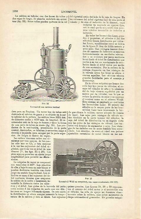 LAMINA ESPASA 33403: Locomovil Wolf con vapor