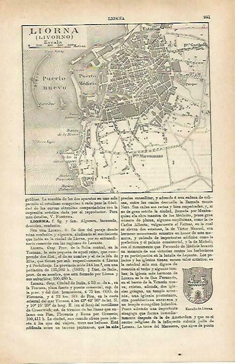 LAMINA ESPASA 33323: Plano de Liorna, Italia