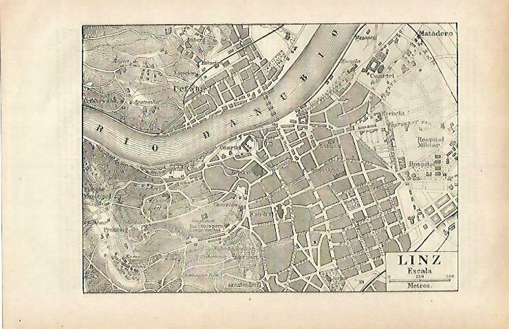 LAMINA ESPASA 33320: Plano de Linz, Austria