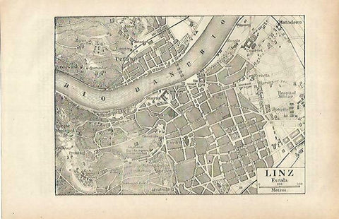 LAMINA ESPASA 33320: Plano de Linz, Austria