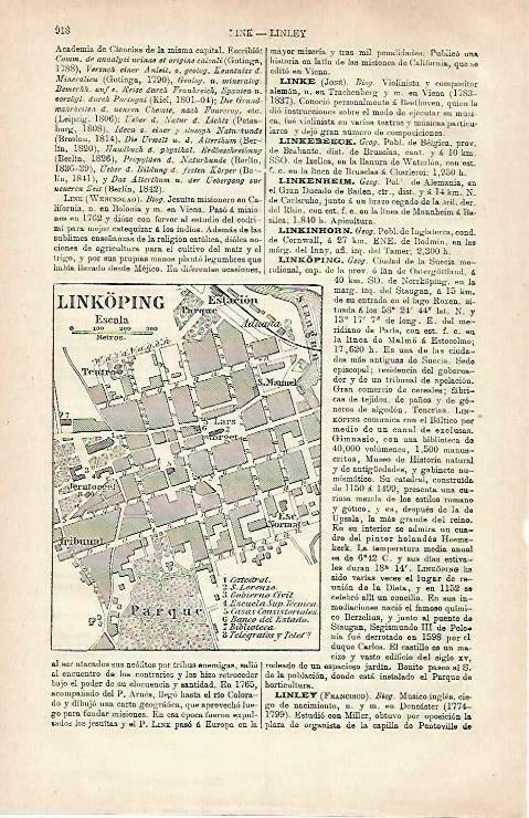 LAMINA ESPASA 33313: Plano de Linkoping, Suecia