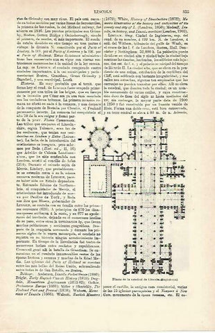 LAMINA ESPASA 33302: Planta de la Catedral de Lincoln, Inglaterra