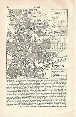 LAMINA ESPASA 33301: Plano de Lincoln, Inglaterra