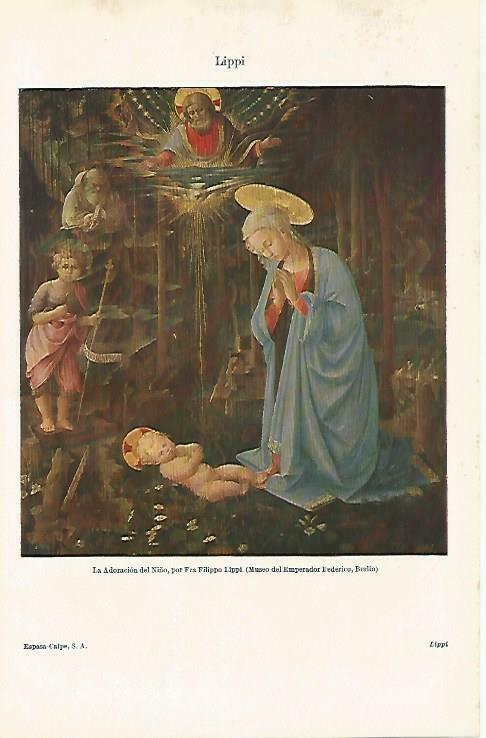 LAMINA ESPASA 33327: La Adoracion del Niño, por Lippi