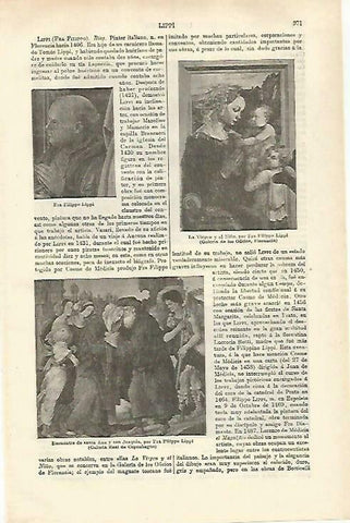 LAMINA ESPASA 33329: La Virgen y el Niño y Encuentro de santa Ana y san Joaquin, por Lippi