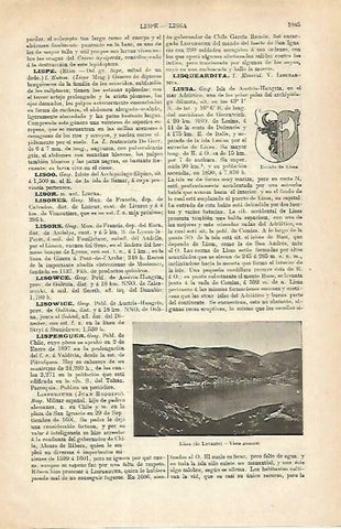 LAMINA ESPASA 33356: Vista y escudo de Lissa, Croacia