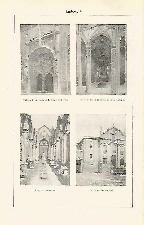 LAMINA ESPASA 33351: Iglesia de San Antonio, Jeeronimos y Concepcion Vieja de Lisboa