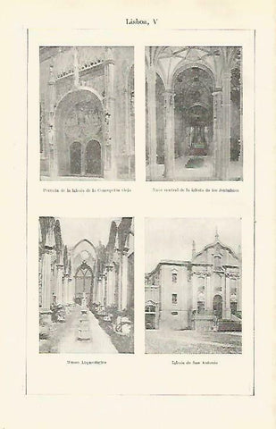 LAMINA ESPASA 33351: Iglesia de San Antonio, Jeeronimos y Concepcion Vieja de Lisboa