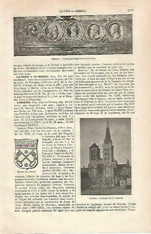 LAMINA ESPASA 33350: Catedral y escudo de Lisieux, Francia
