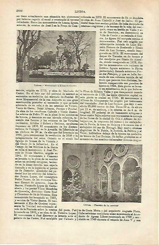 LAMINA ESPASA 33345: Monumento a E. Coelho y claustro de la Catedral de Lisboa, Portugal