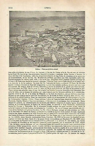 LAMINA ESPASA 33341: Vista parcial de Lisboa, Portugal