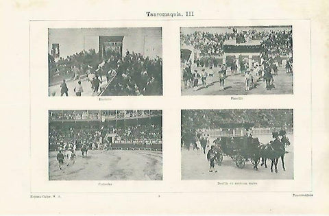 LAMINA ESPASA 33686: Tauromaquia: encierro, paseillo, cortesias y desfile en corridas reales