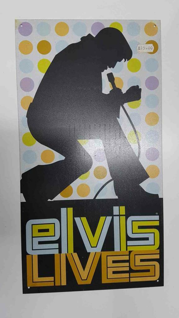 Cartel de chapa: Elvis Presley Lives 40x21 cm