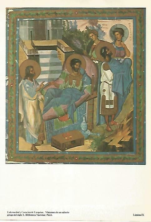 LAMINA 14503: Enfermedad y curacion de Ezequias, miniatura del siglo X