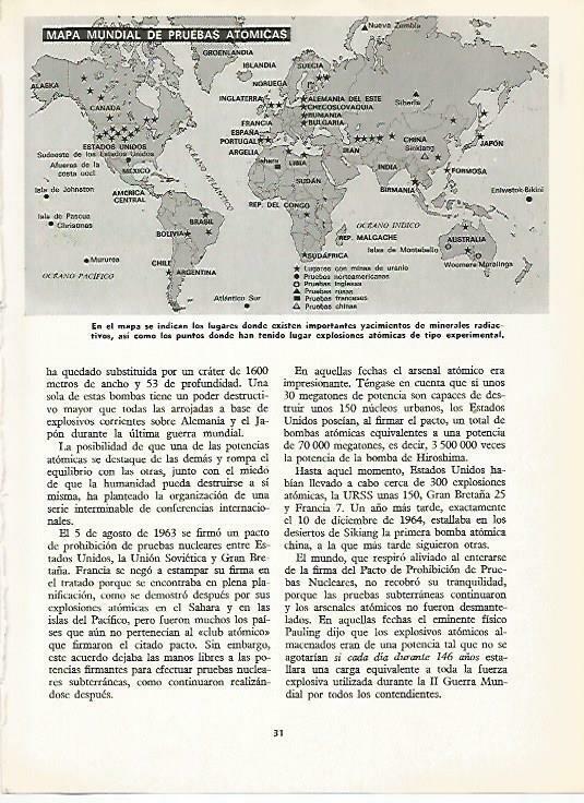 LAMINA 14896: Mapa mundial de pruebas atomicas