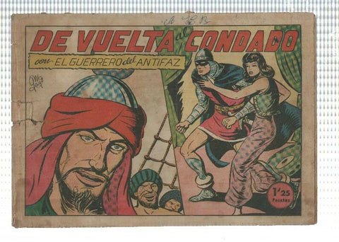 Original de la Valenciana: El Guerrero del Antifaz numero 132 (valor de 1,25 pta), aviejado