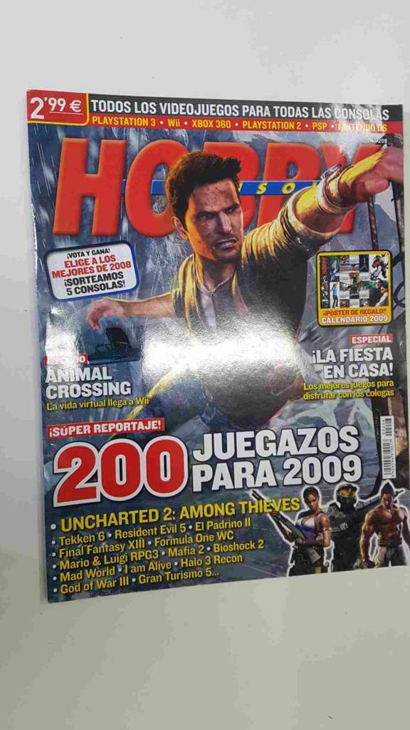 Hobby Consolas: num 208, febrero 2009. Poster regalo: Calendario 2009. Reportaje: 200 juegazos para 2009