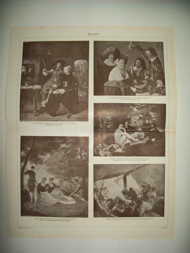 LAMINA ESPASA 33856: Obras por Metsu, Miense, Manet, Watteau y Sorolla