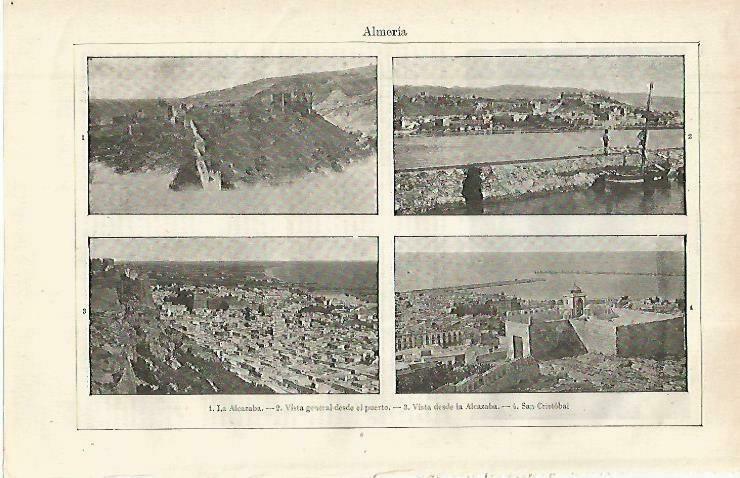 LAMINA ESPASA 33836: Alcazaba, puerto y San Cristobal en  Almeria