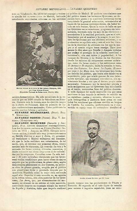 LAMINA ESPASA 33919: Serafin Alvarez Quintero, por Ramon Casas