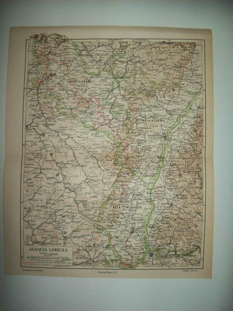 LAMINA ESPASA 33883: Mapa de Alsacia Lorena