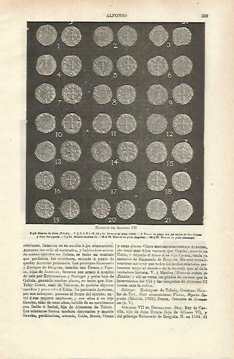 LAMINA ESPASA 33735: Monedas de Alfonso VII de Castilla