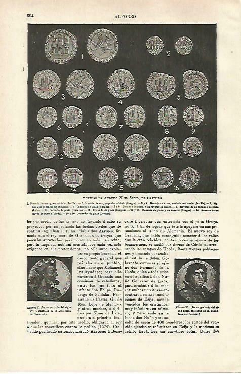 LAMINA ESPASA 33737: Monedas de Alfonso X el Sabio