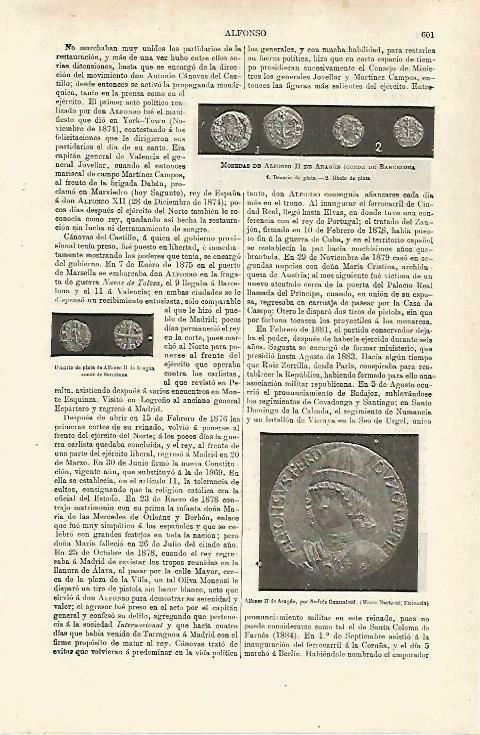 LAMINA ESPASA 33744: Monedas de Alfonso II de  Aragon