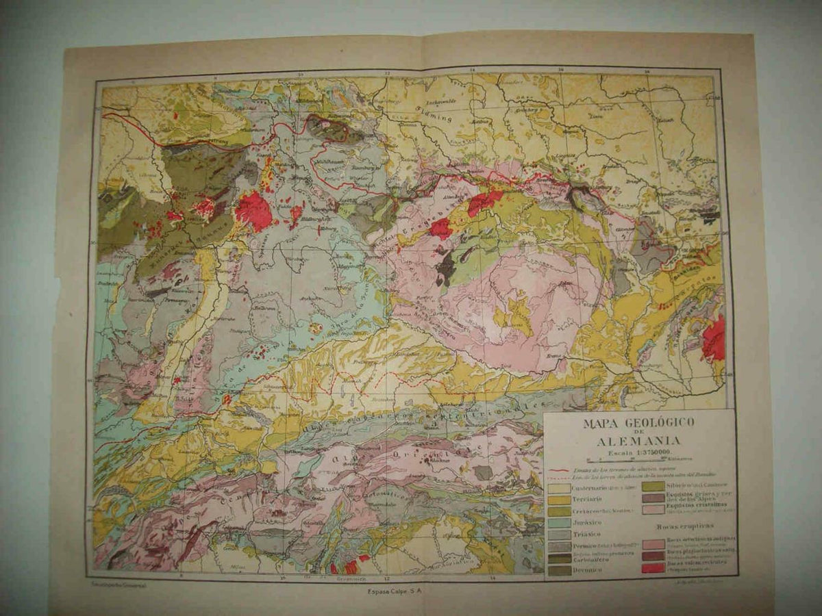 LAMINA ESPASA 33690: Mapa geologico de Alemania