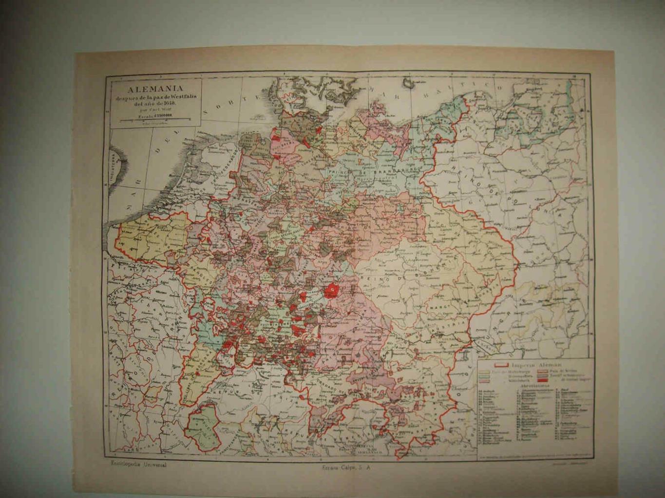 LAMINA ESPASA 33700: Mapa de Alemania en 1648