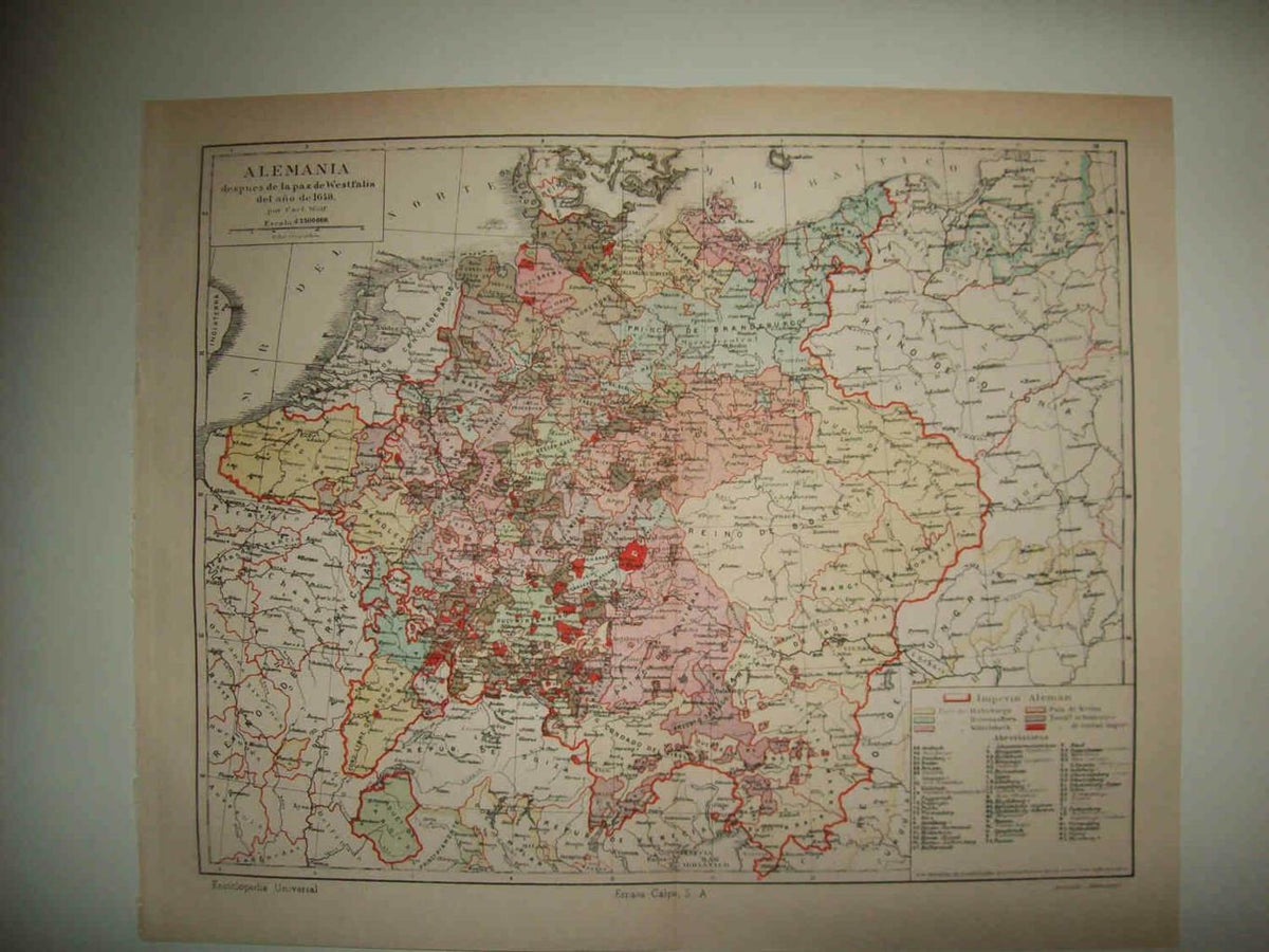 LAMINA ESPASA 33700: Mapa de Alemania en 1648