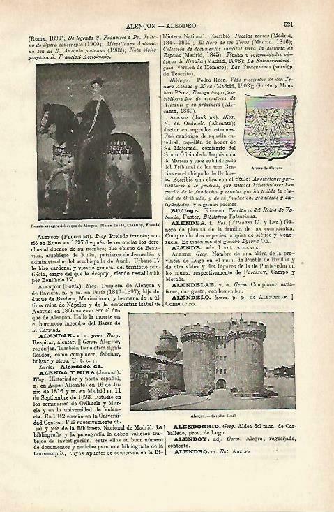 LAMINA ESPASA 33706: Castillo y escudo de Aleçon, Francia