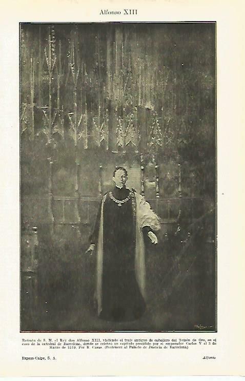 LAMINA ESPASA 33745: El rey Alfonso XIII, por R. Casas