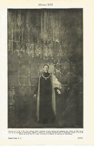 LAMINA ESPASA 33745: El rey Alfonso XIII, por R. Casas