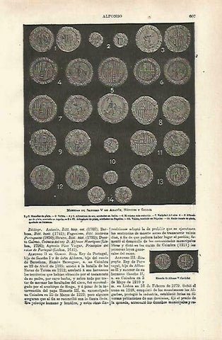 LAMINA ESPASA 33748: Monedas de Alfonso V de Aragon