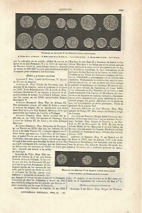 LAMINA ESPASA 33749: Monedas valencianas de Alfonso V de Aragon