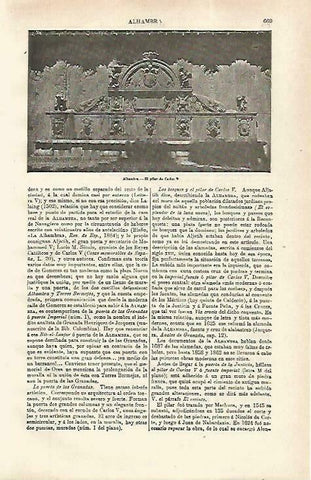 LAMINA ESPASA 33777: Pilar de Carlos V en la Alhambra