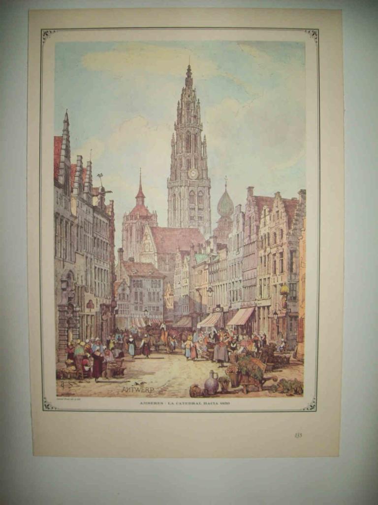 LAMINA 15001: Amberes. La Catedral hacia 1830