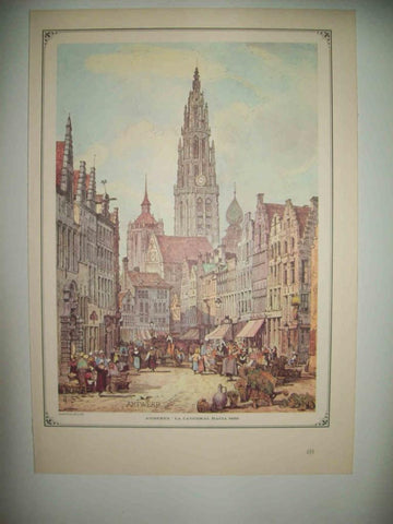 LAMINA 15001: Amberes. La Catedral hacia 1830