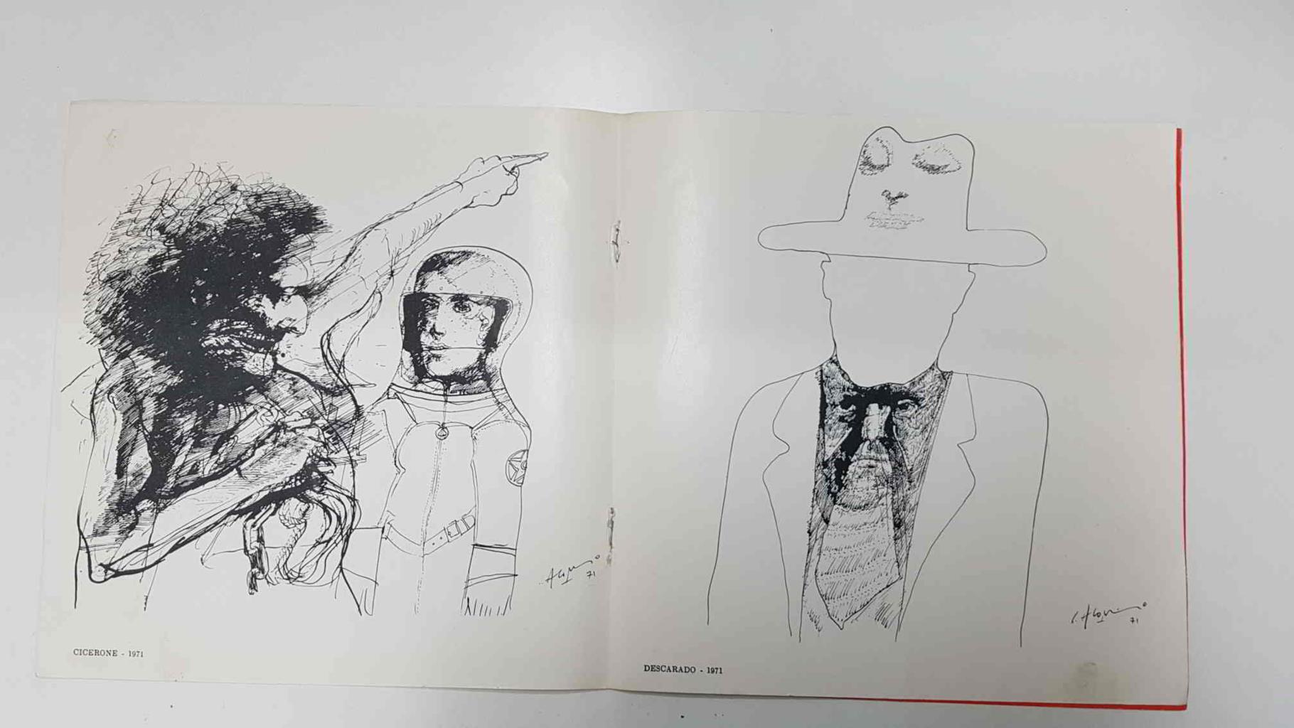 Folleto: Dibujos y Grabados, Carlos Alonso - Mujer en Banda, Cicerone, Descarado, Saludos (1971)
