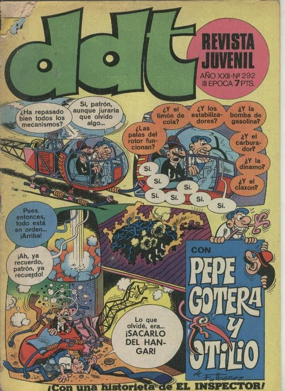 DDT tercera epoca numero 292: El Inspector, (raido parte superior tebeo)