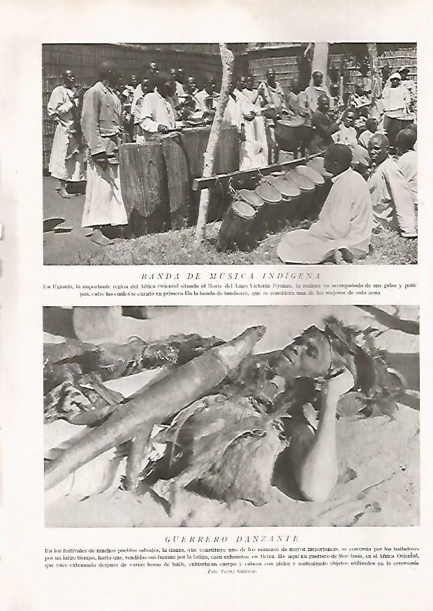 LAMINA 15641: Musicos de Uganda y guerrero danzante
