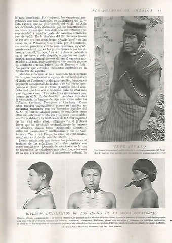 LAMINA 15555: Jefe jivaro y ornamentos de indios de la selva