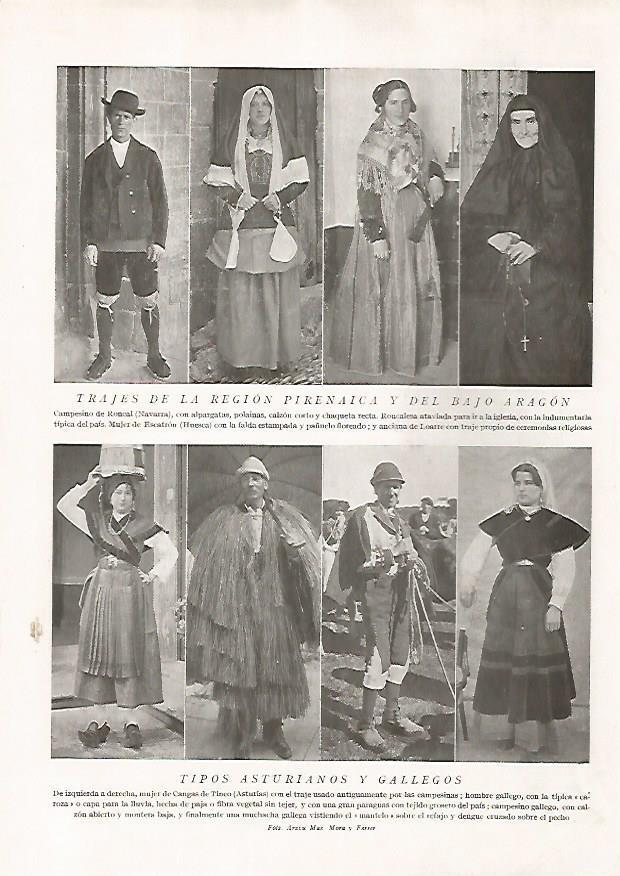 LAMINA 15790: Trajes del Bajo Aragon y hombres y mujeres de Asturias y Galicia