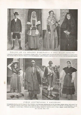 LAMINA 15790: Trajes del Bajo Aragon y hombres y mujeres de Asturias y Galicia