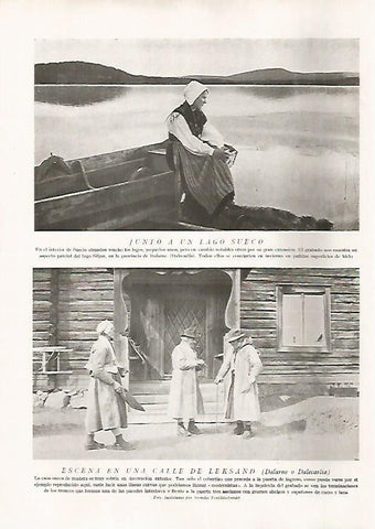 LAMINA 15741: Mujer de Suecia y calle de Leksand